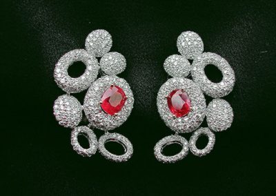 18K / 3.18 ct Ruby with Diamonds Earrings