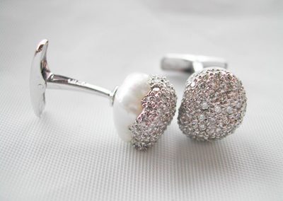 18K / Pearls with Silver Cufflinks